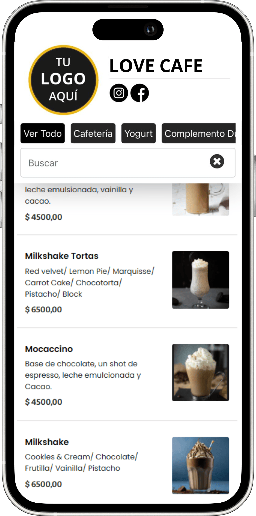 Menú QR digital en el celular